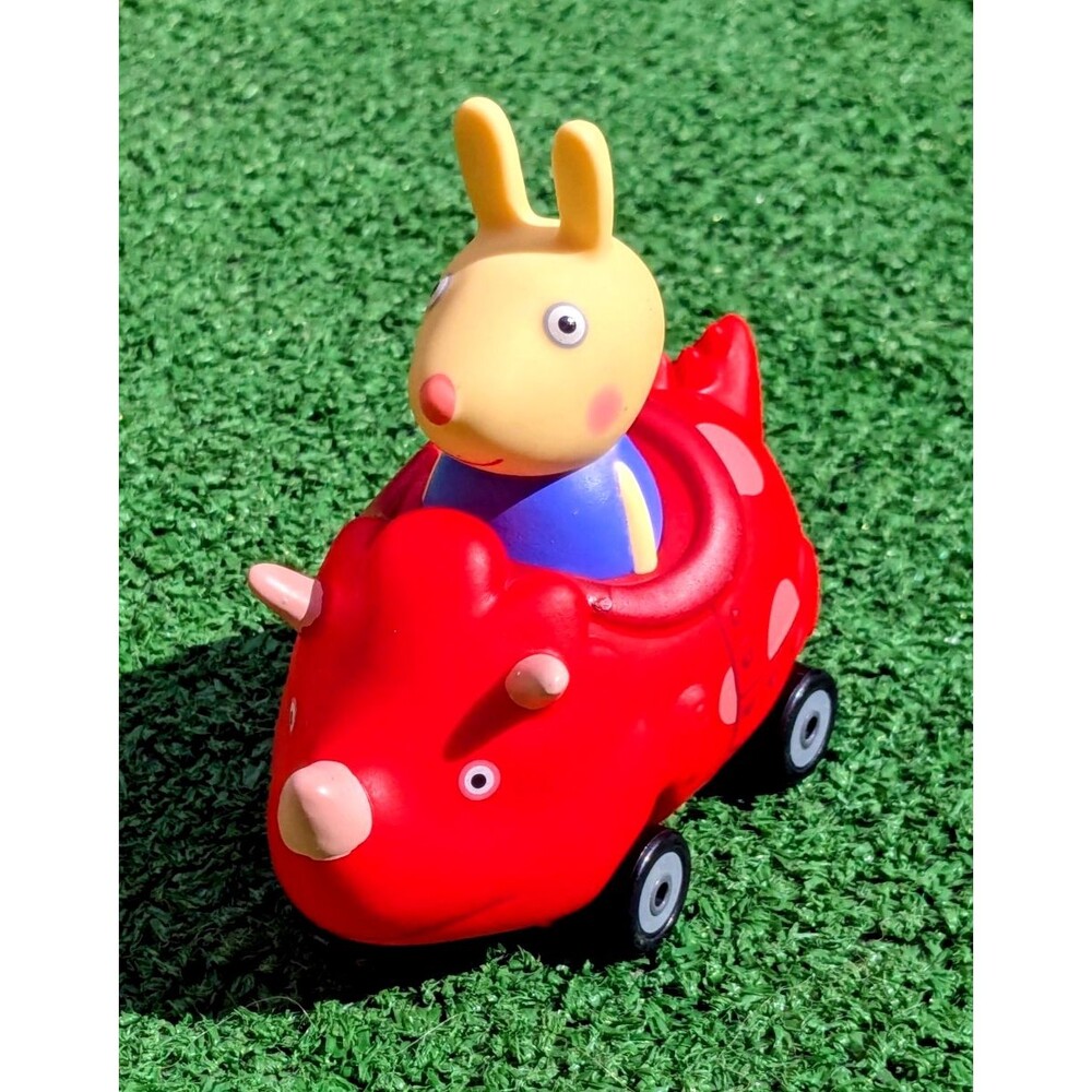Peppa Pig 2003 Mini Buggy Richard Rabbit in Dinosaur Toy Vehicle 3.5" EUC